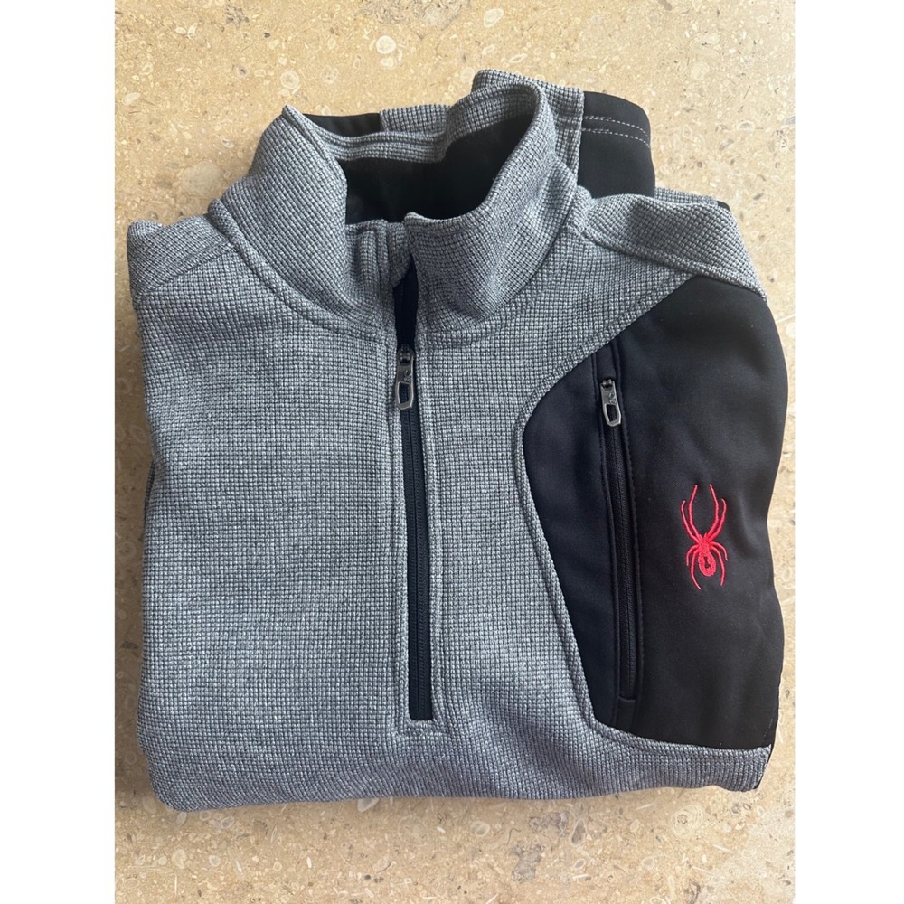 Spyder Mens‎ Grey Black 1/4 Zip Fleece Pullover Jacket Small Warm Excellent cond - Picture 8 of 8